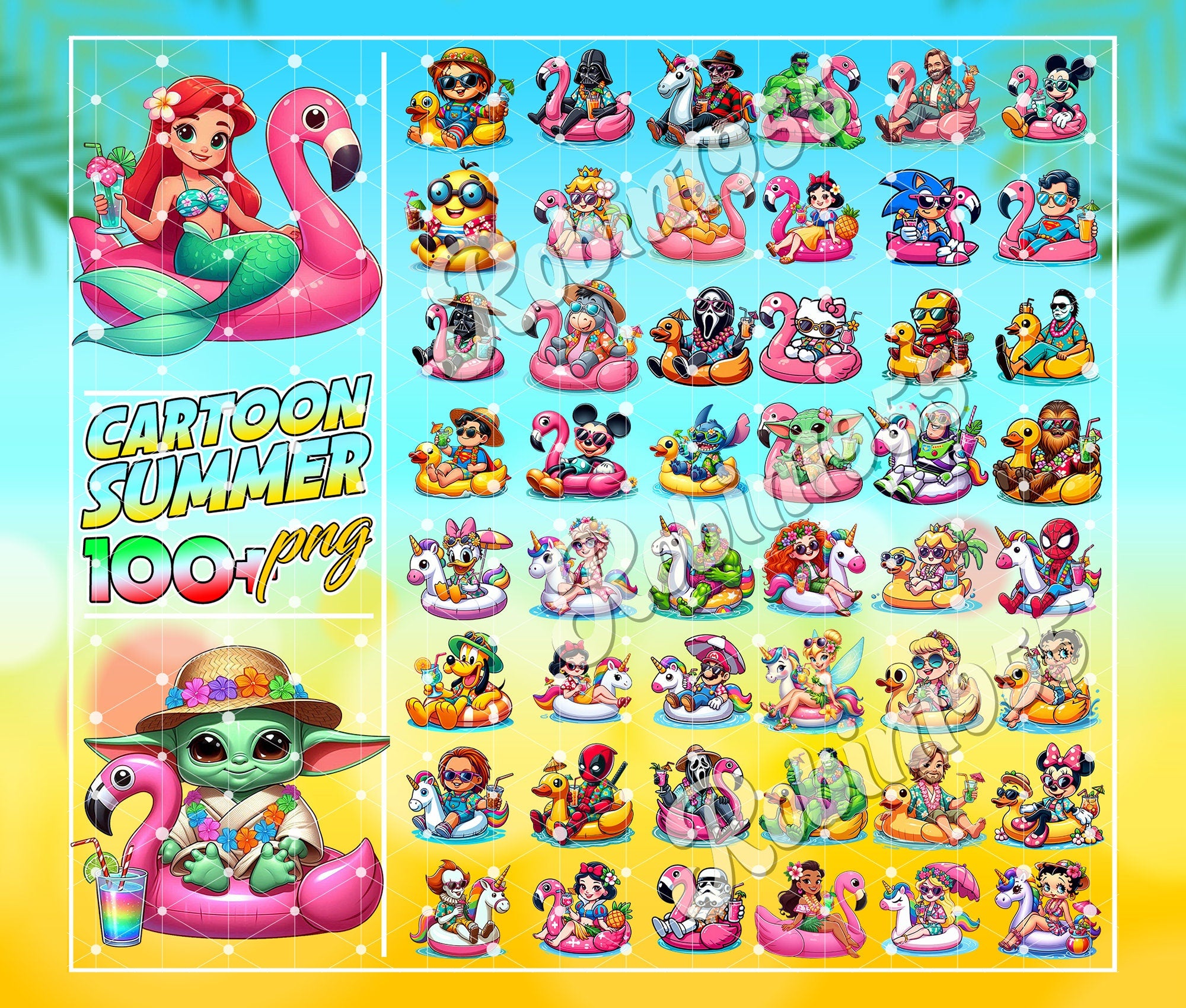 100+ Designs Cartoon Summer Png Bundle Instant Download