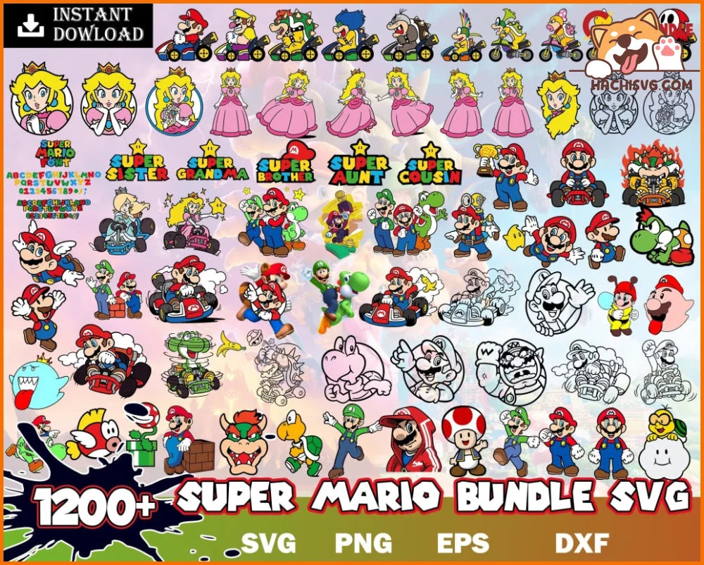 1200+ Ultimate Super Mario bundle svg, png, dxf, eps