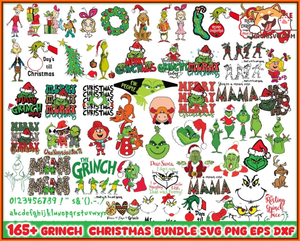 165+ The Grinch Svg Bundle, Grinch Hand Svg, Grinch Face Svg, Grinch Christmas Svg, Clipart Cricut Vector Cut File, Unique Design