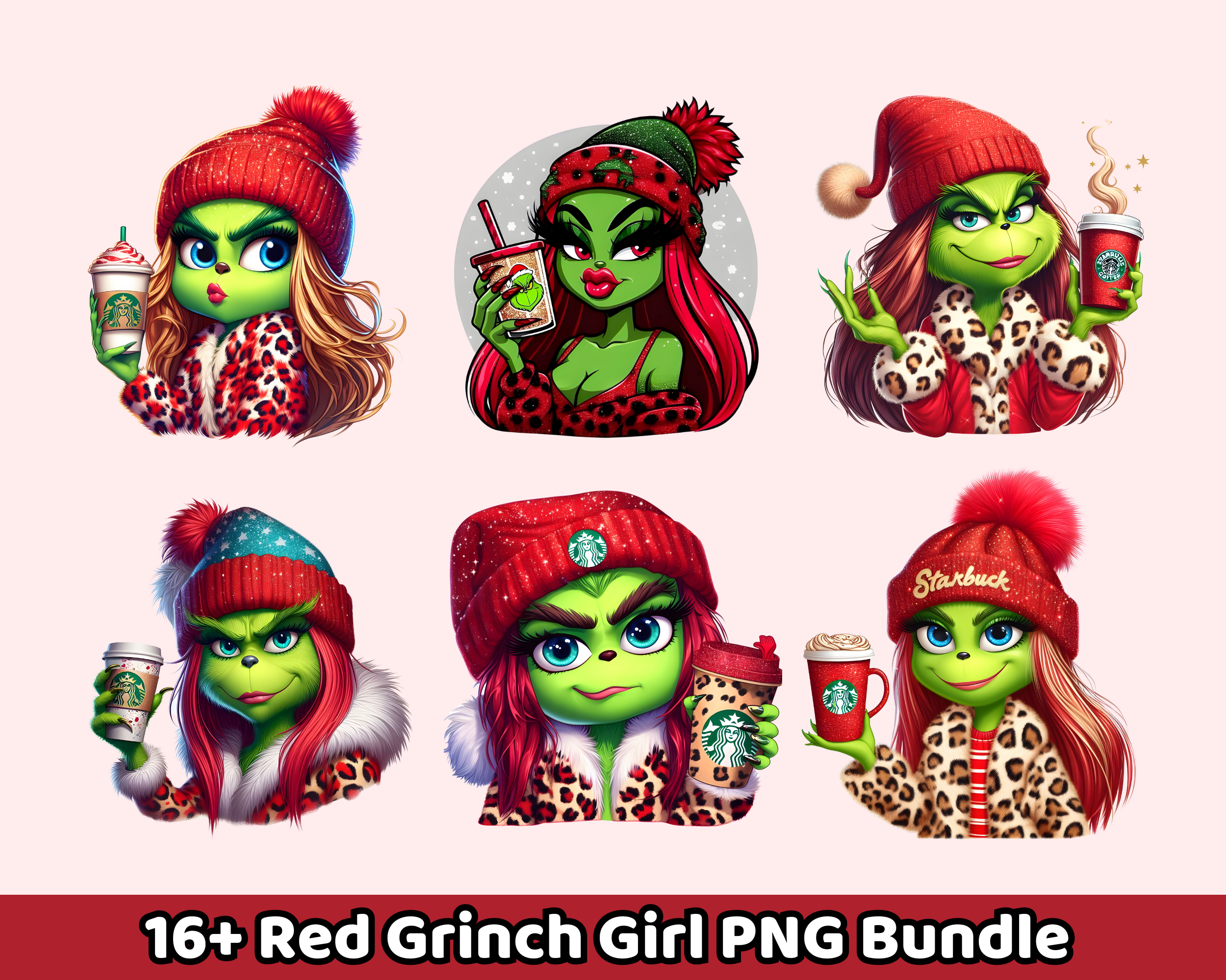 16+ Cute Boujiee Grinch Png, Cute Girl Grinch Png, Christmas Grinch Png, Sublimation, Instant Download
