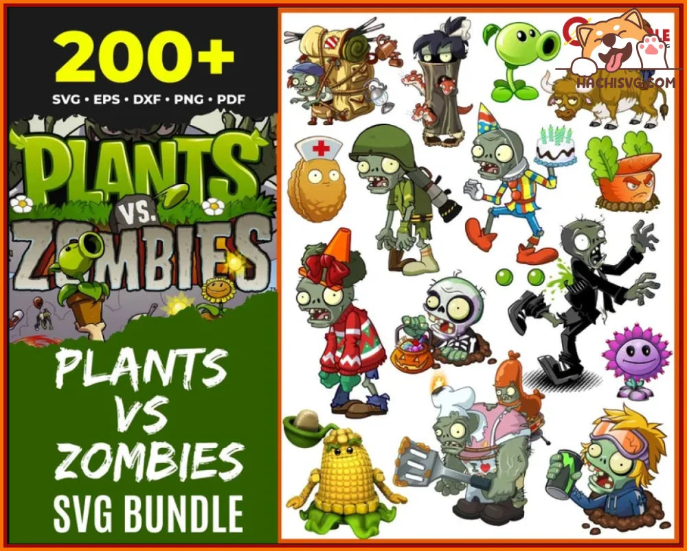 200+Plants vs Zombies bundle svg, png, dxf, eps – Hachisvg