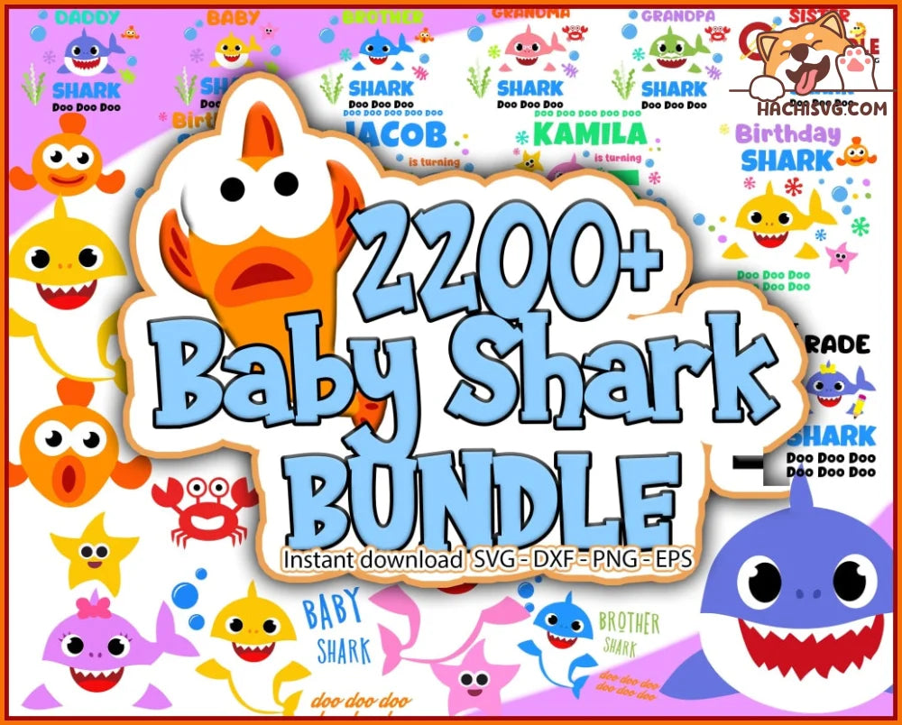 2200+ Huge Baby Shark Bundle Svg, Png, Dxf, Eps