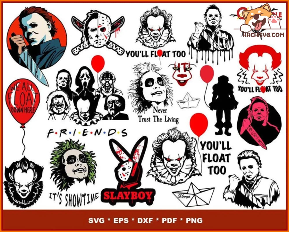 250+ Horror Movies Bundle Svg, Png, Dxf, Eps