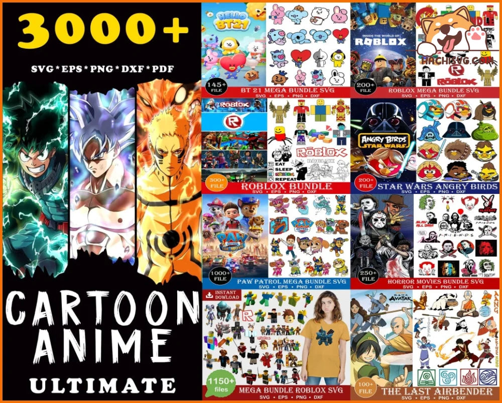 3000+ Ultimate Anime bundle svg, png, dxf, eps
