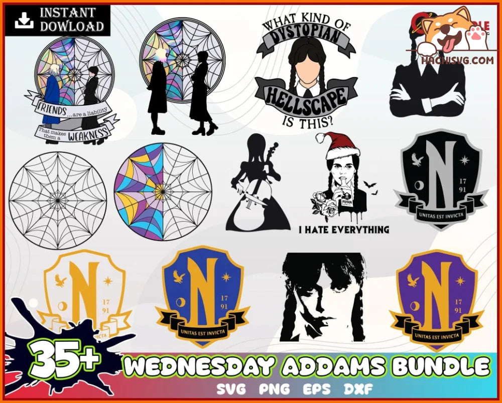 35+ Bundle Wednesday Addams SVG  - Wednesday Svg, Wednesday Png, Addams Family Svg, Addams Family Png