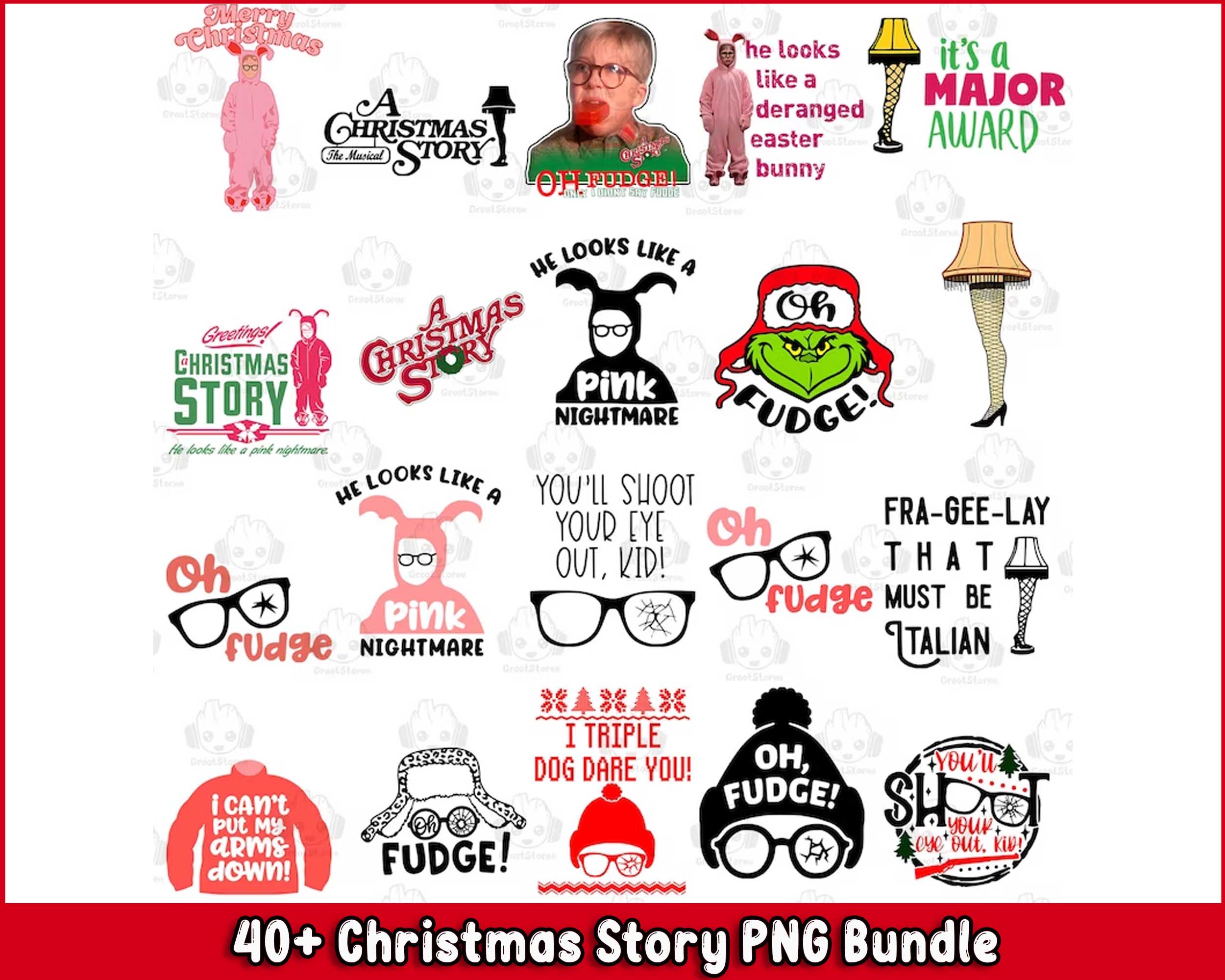 40+ Christmas Story Png Bundle, Oh Fudge Png, Christmas Movie Png Bundle, Instant Download