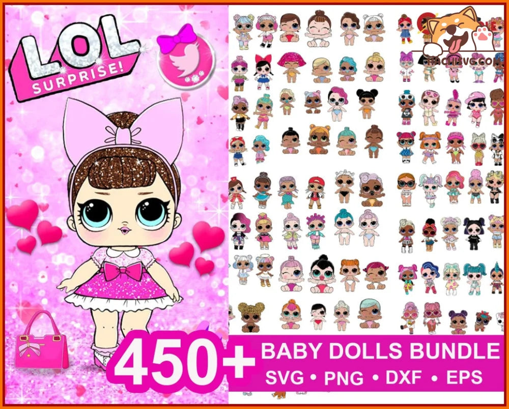 450+ Mega Bundle Lol Doll svg, png, dxf, eps