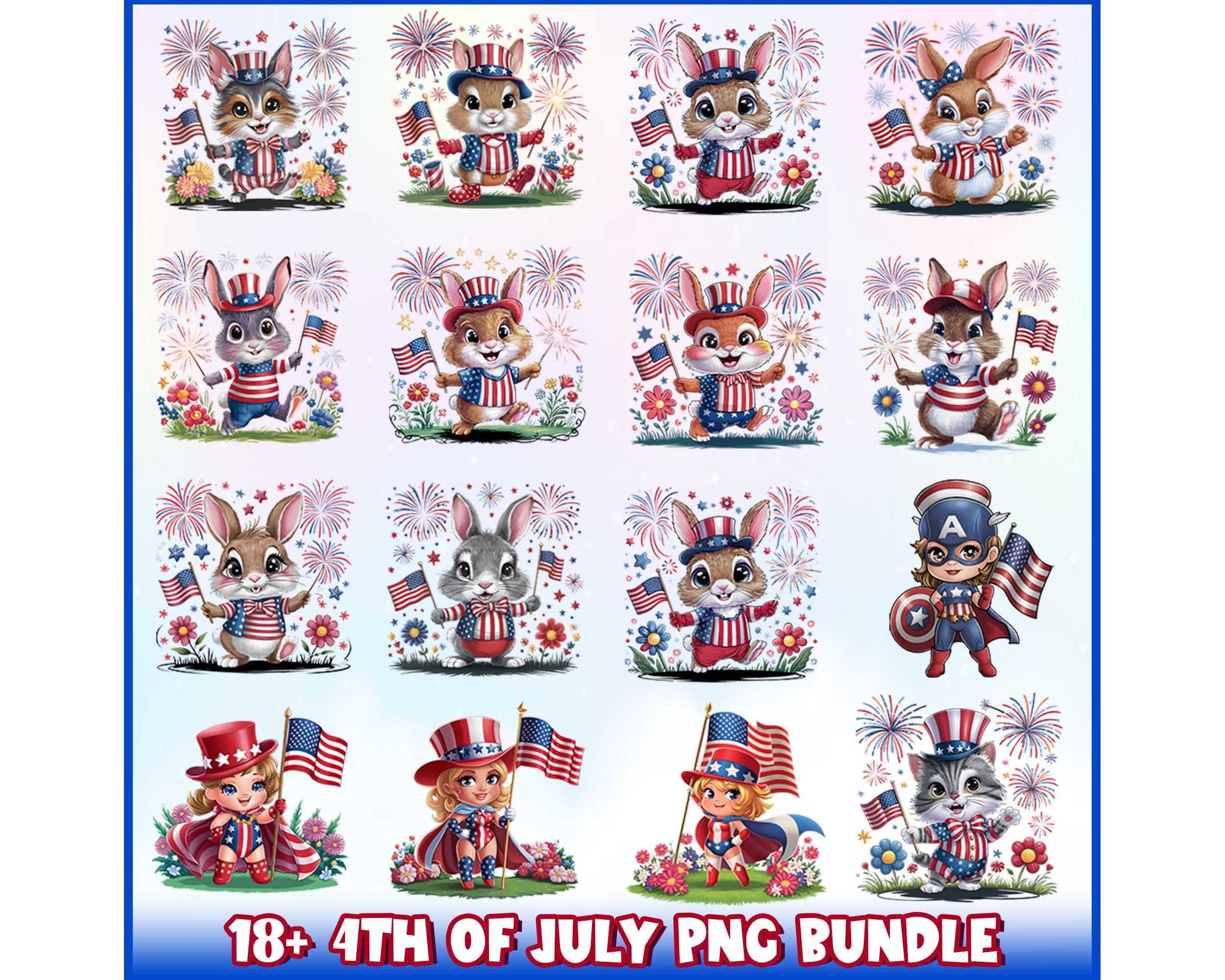4th of July Png Bundle Instant Download