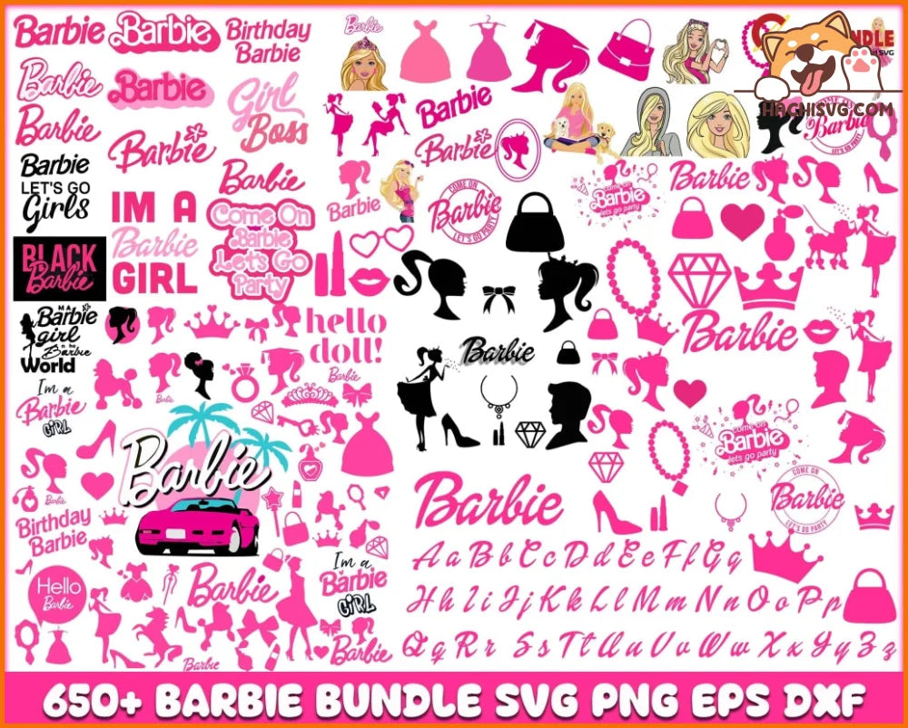 650+ Barbie Svg Bundle , SVG, Princess Silhouette, pink doll Svg, Girl ...
