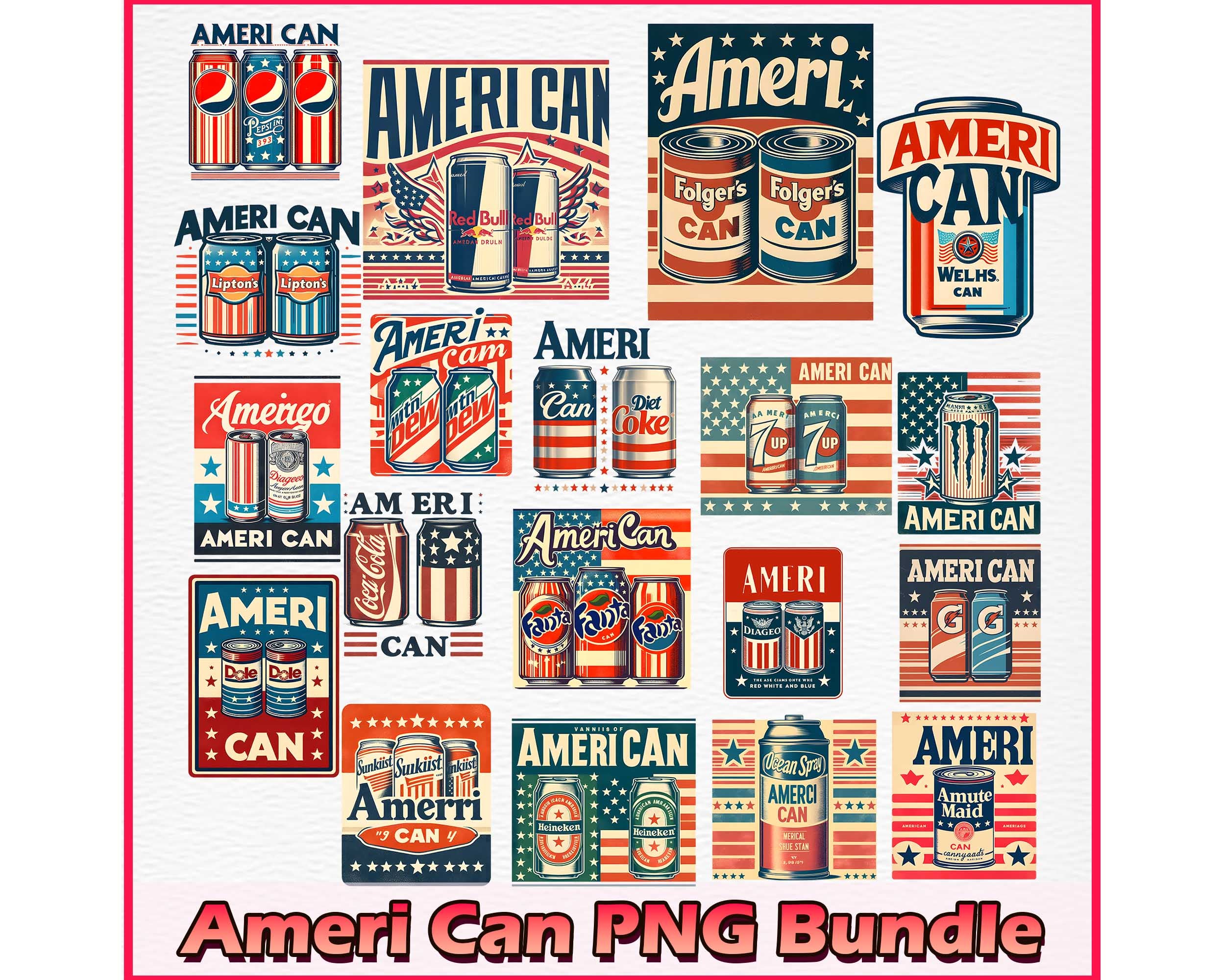 Ameri Can PNG Bundle, 4th Of July Png Instant Download