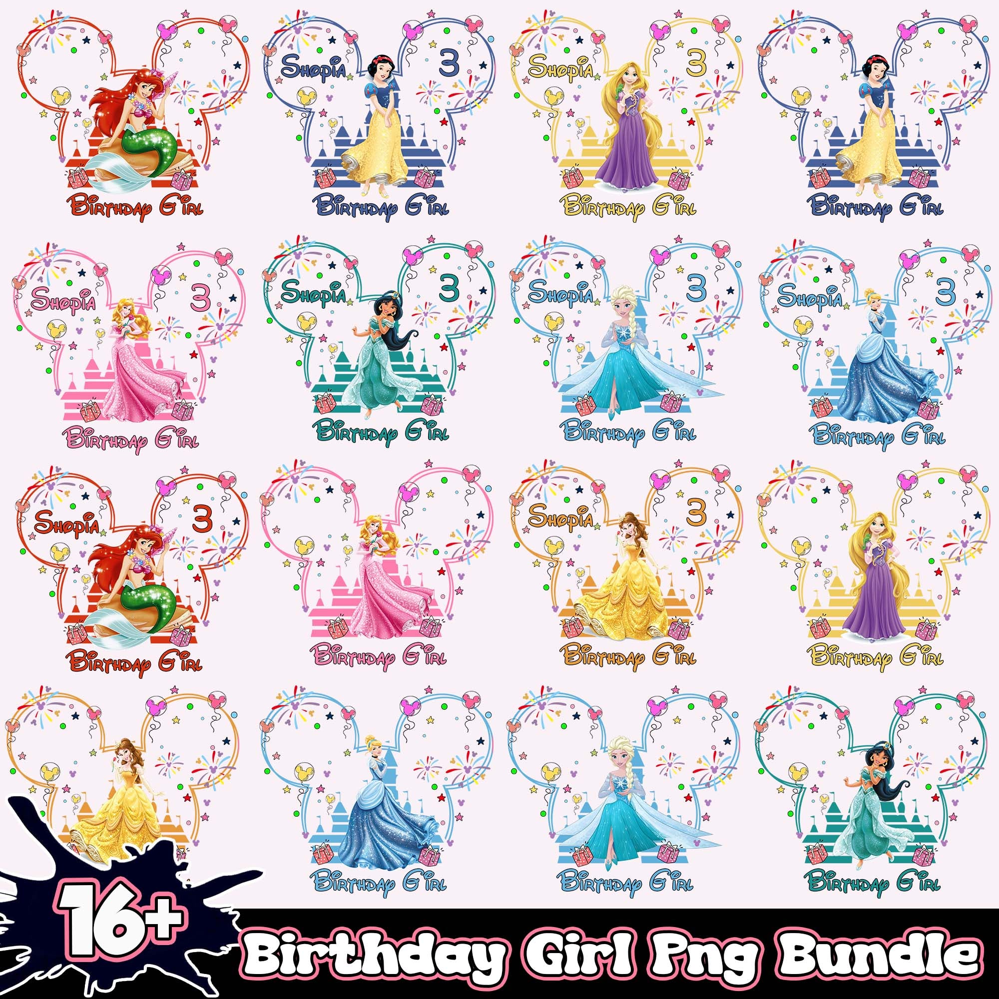 Birthday Girl Princess Png Bundle 