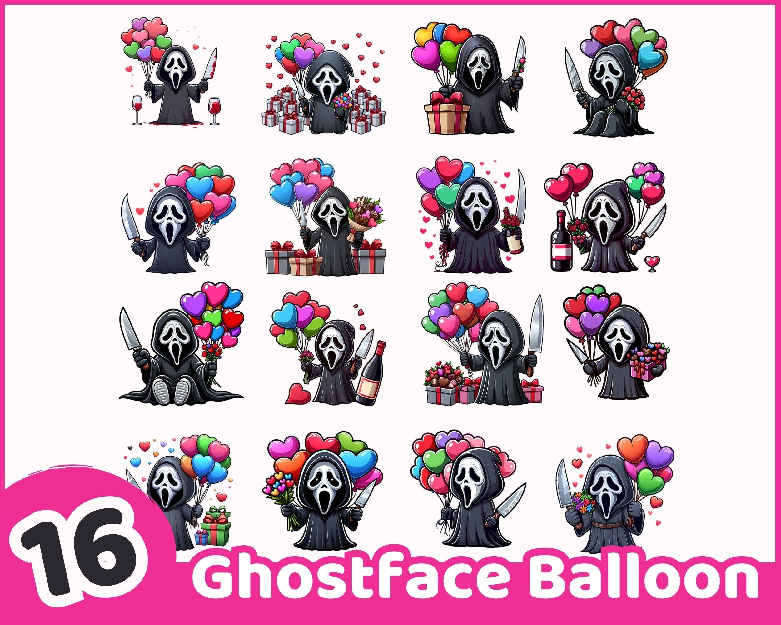 Ghostface Balloon PNG, Ghostface Valentine Scream Valentine PNG, No You Hang Up Horror