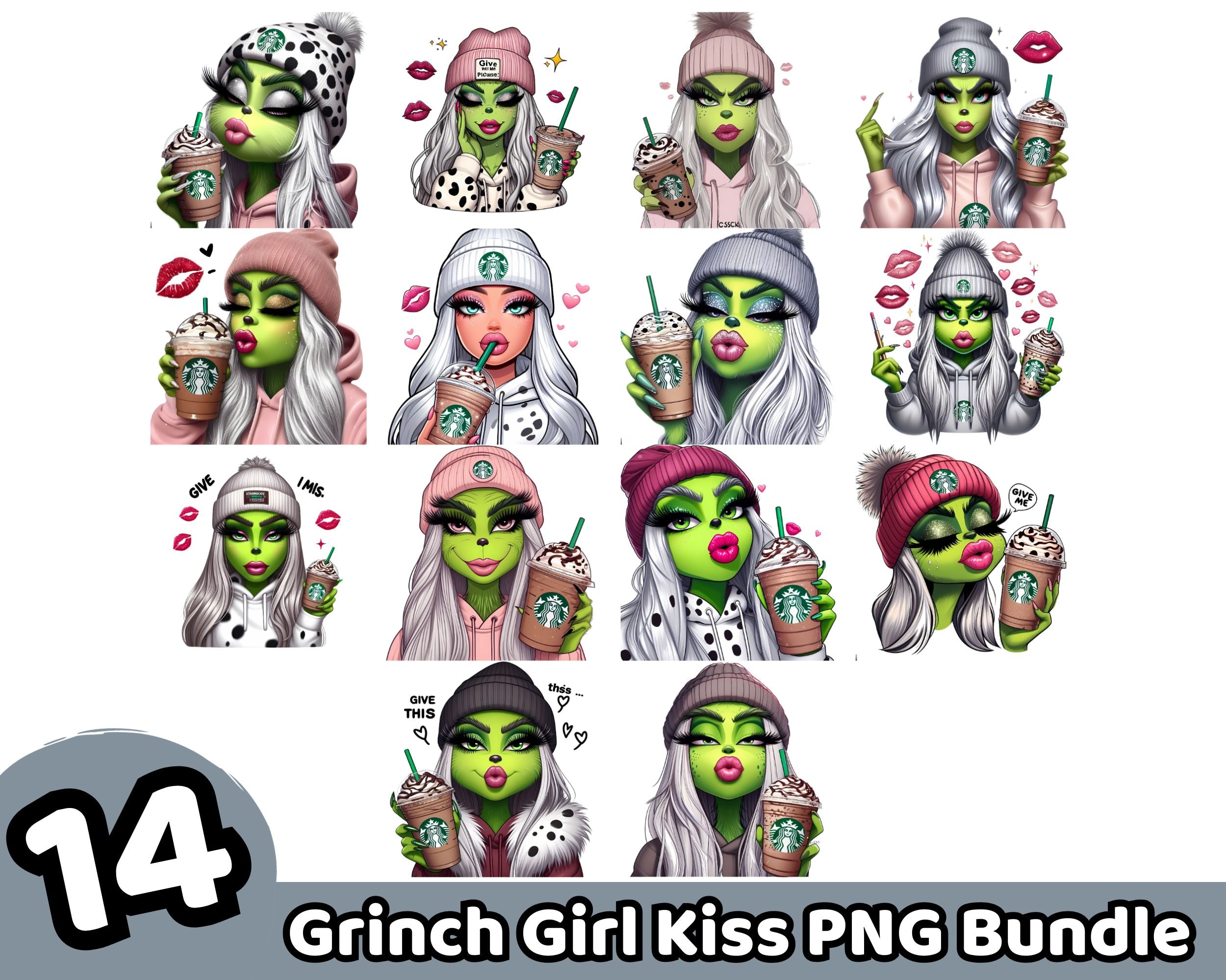 14+ Grinch Girl Kiss PNG Bundle
