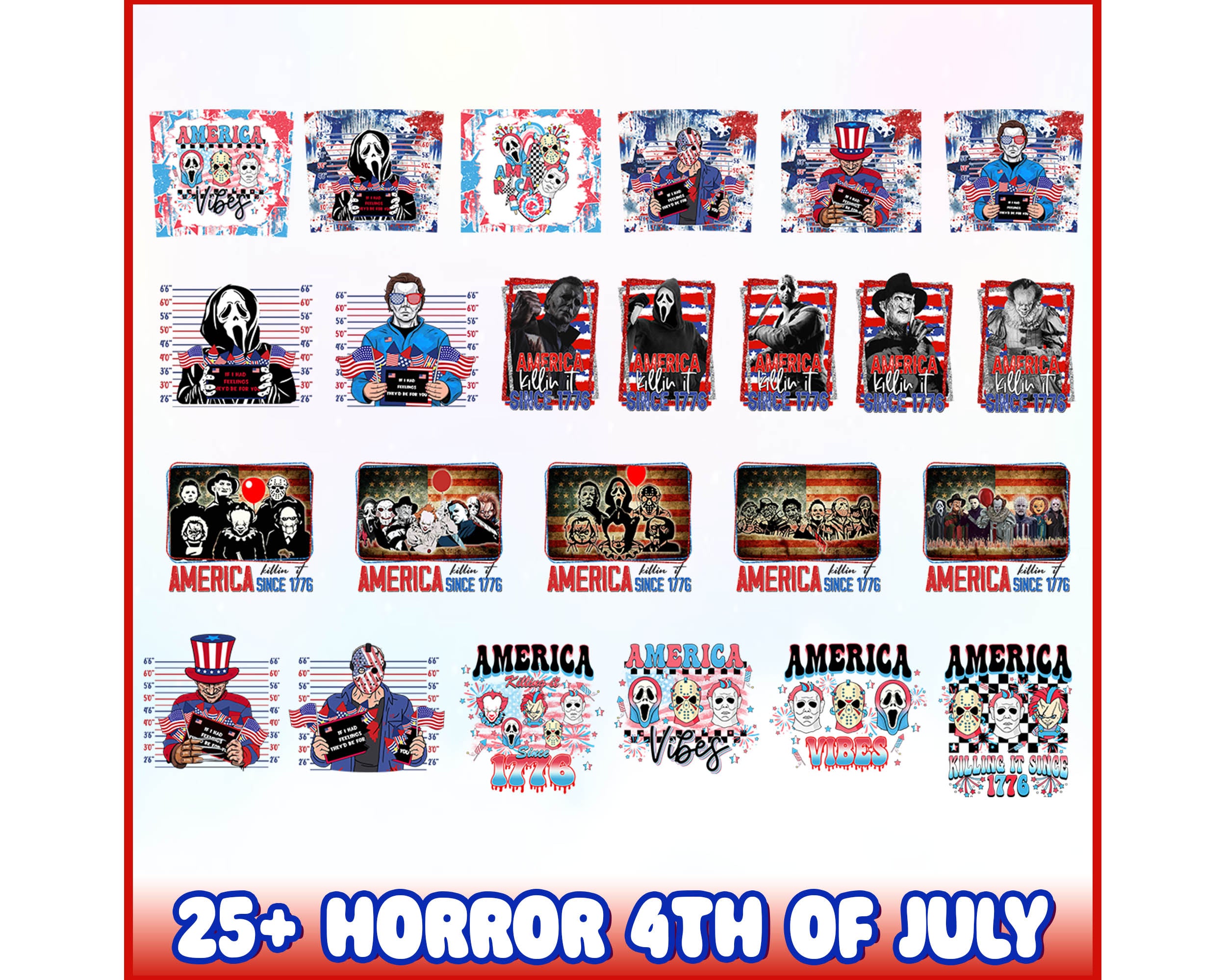 Horror 4th of July Png Bundle 25+