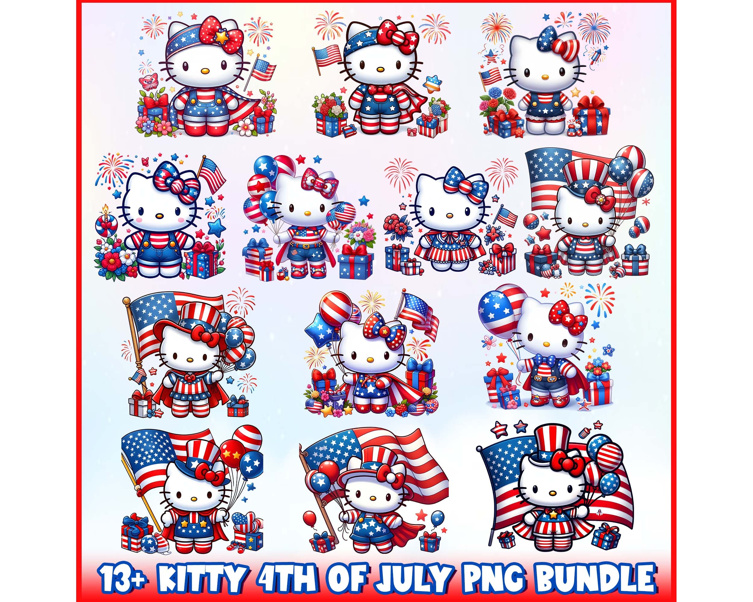 13+ Kitty Independence Day Png Bundle Instant Download