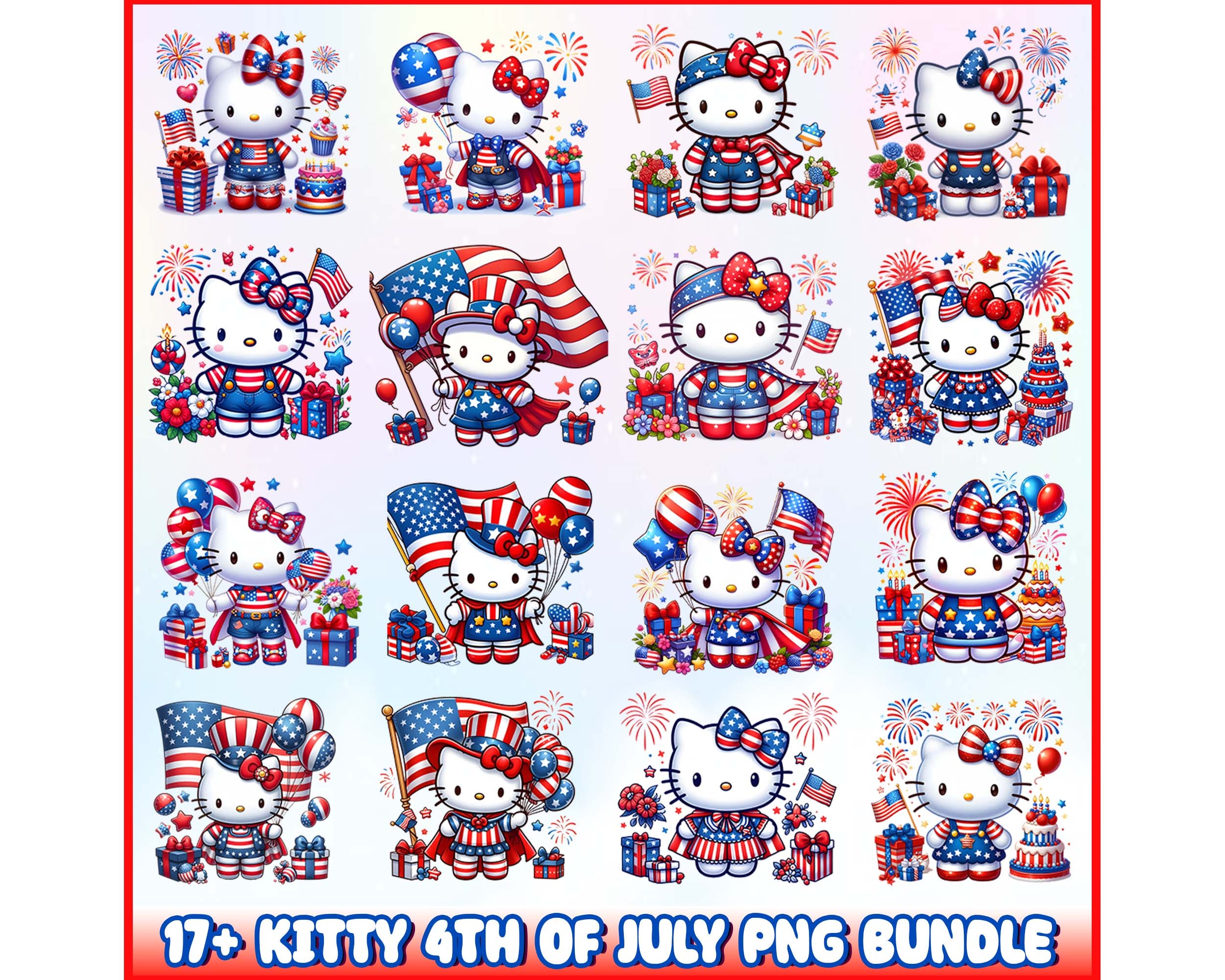 17+ Kitty Independence Day Png Bundle Instant Download