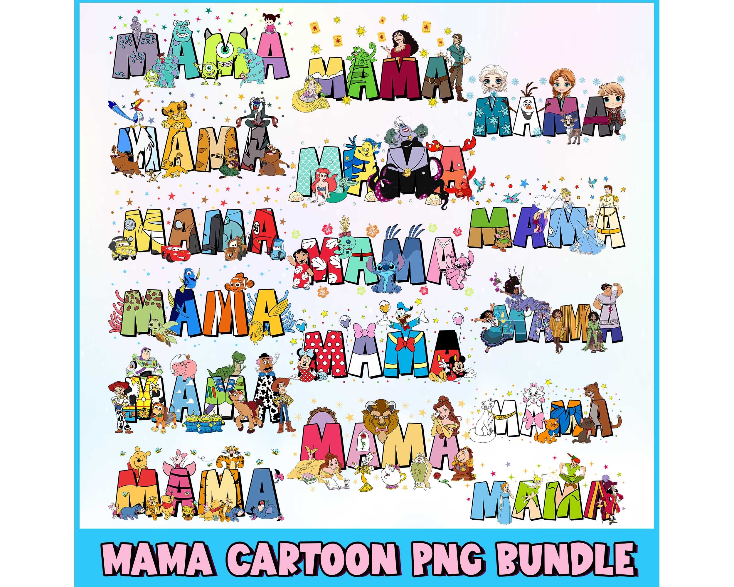 Mama Mini Princess Cartoon Movie PNG Instant Download