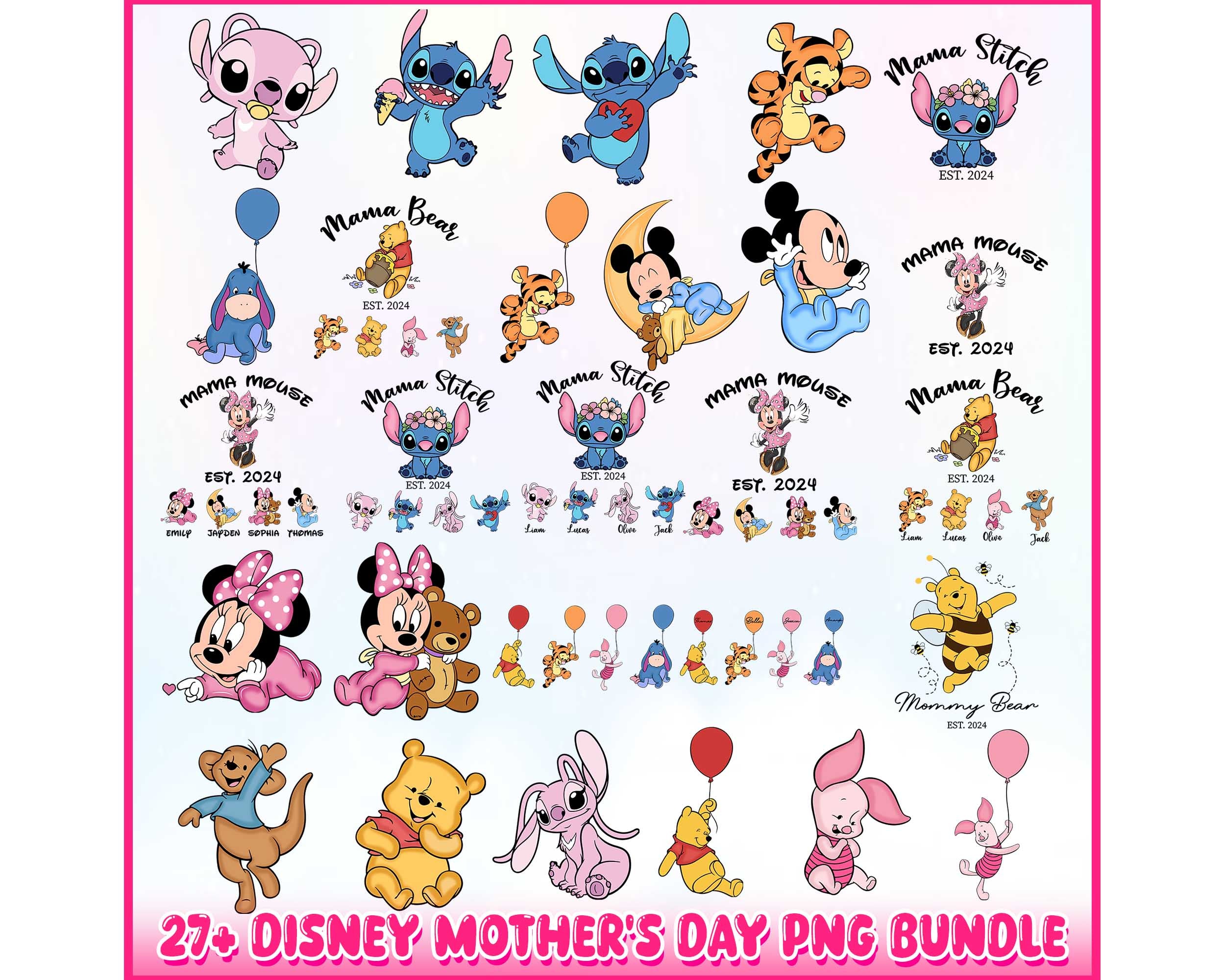 Baby Stitch PNG Baby Mouse Png Bundle, Happy Mothers' Day Instant Download