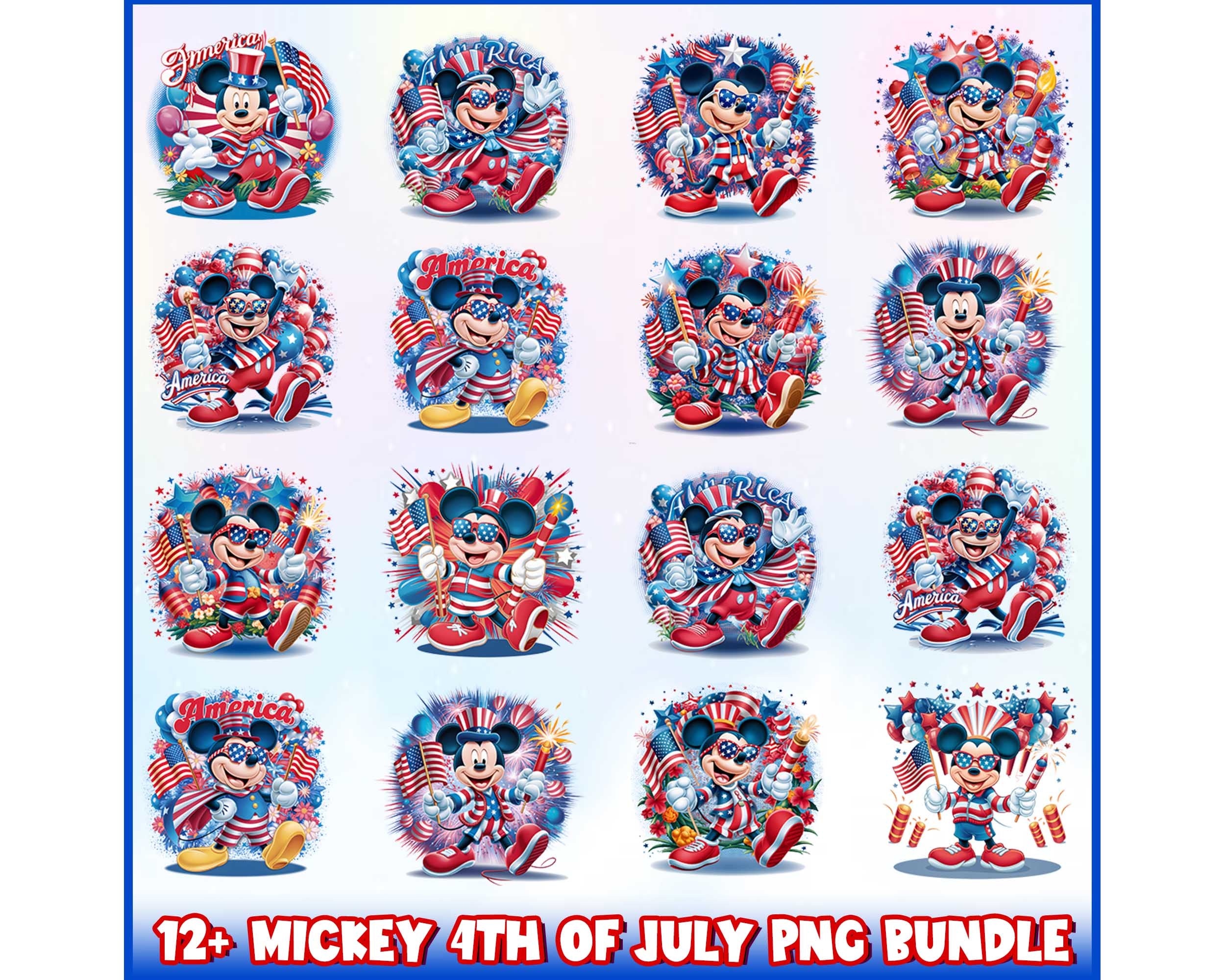 Mickey 4th of July Png Bundle Instant Download