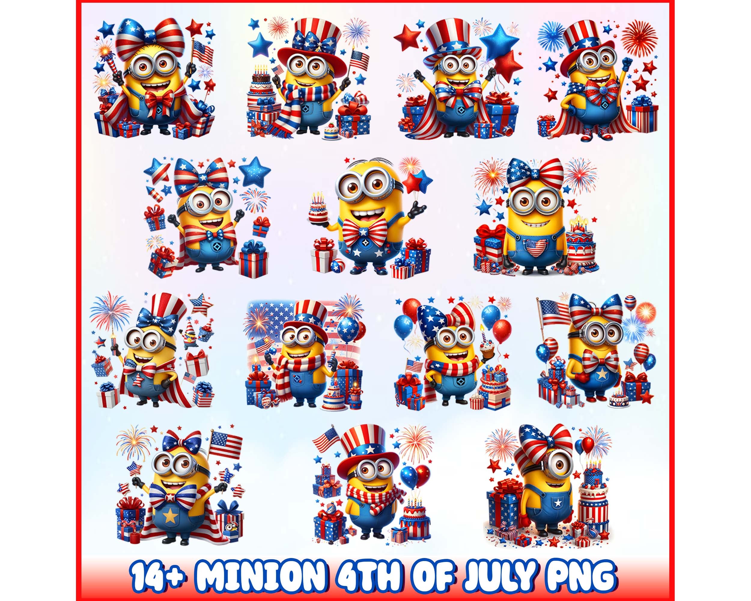 Minions Independence Day Png Bundle Instant Download