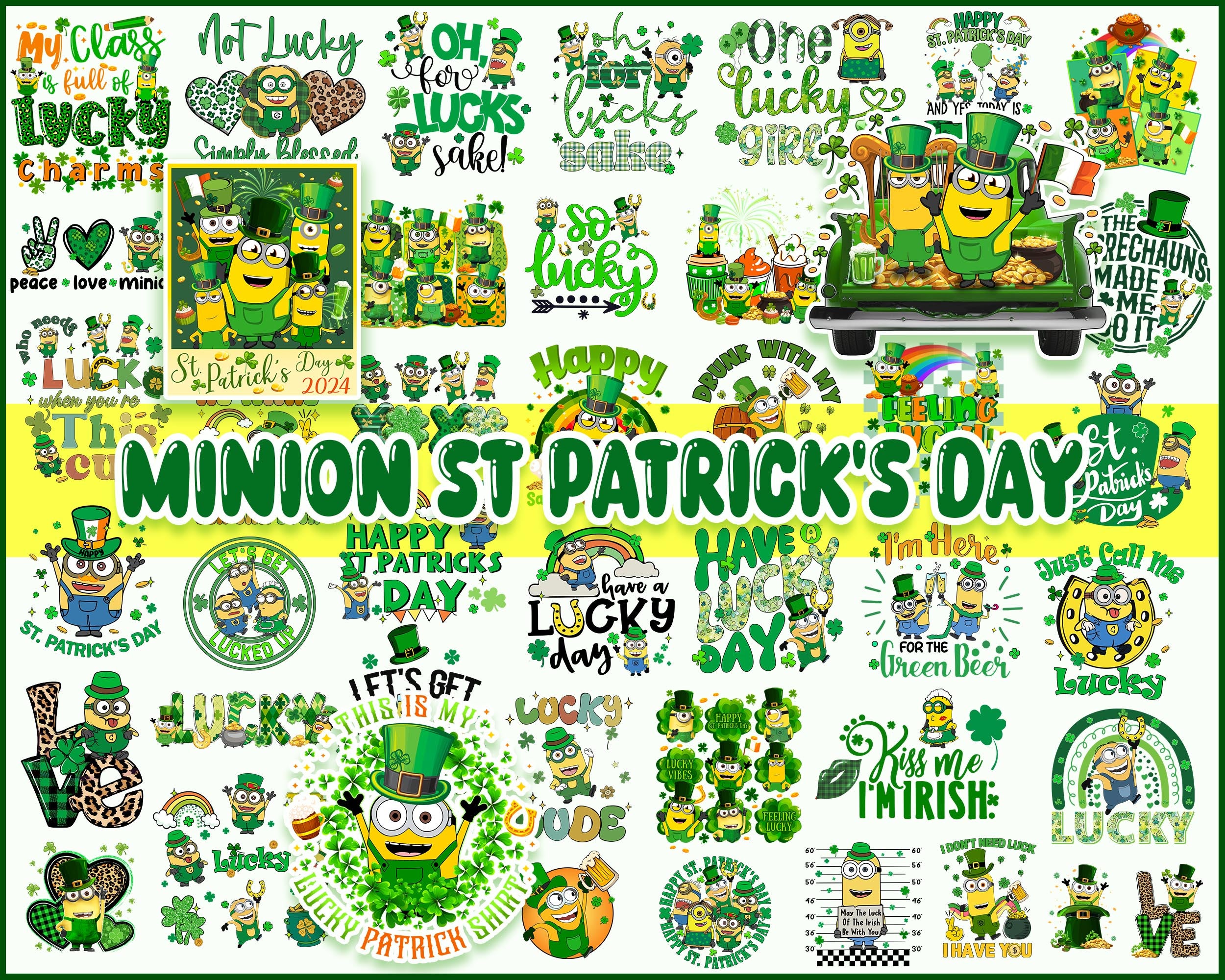 Minions Patricks Png Bundle, Happy St Patrick's Day, Paddy's Day Png