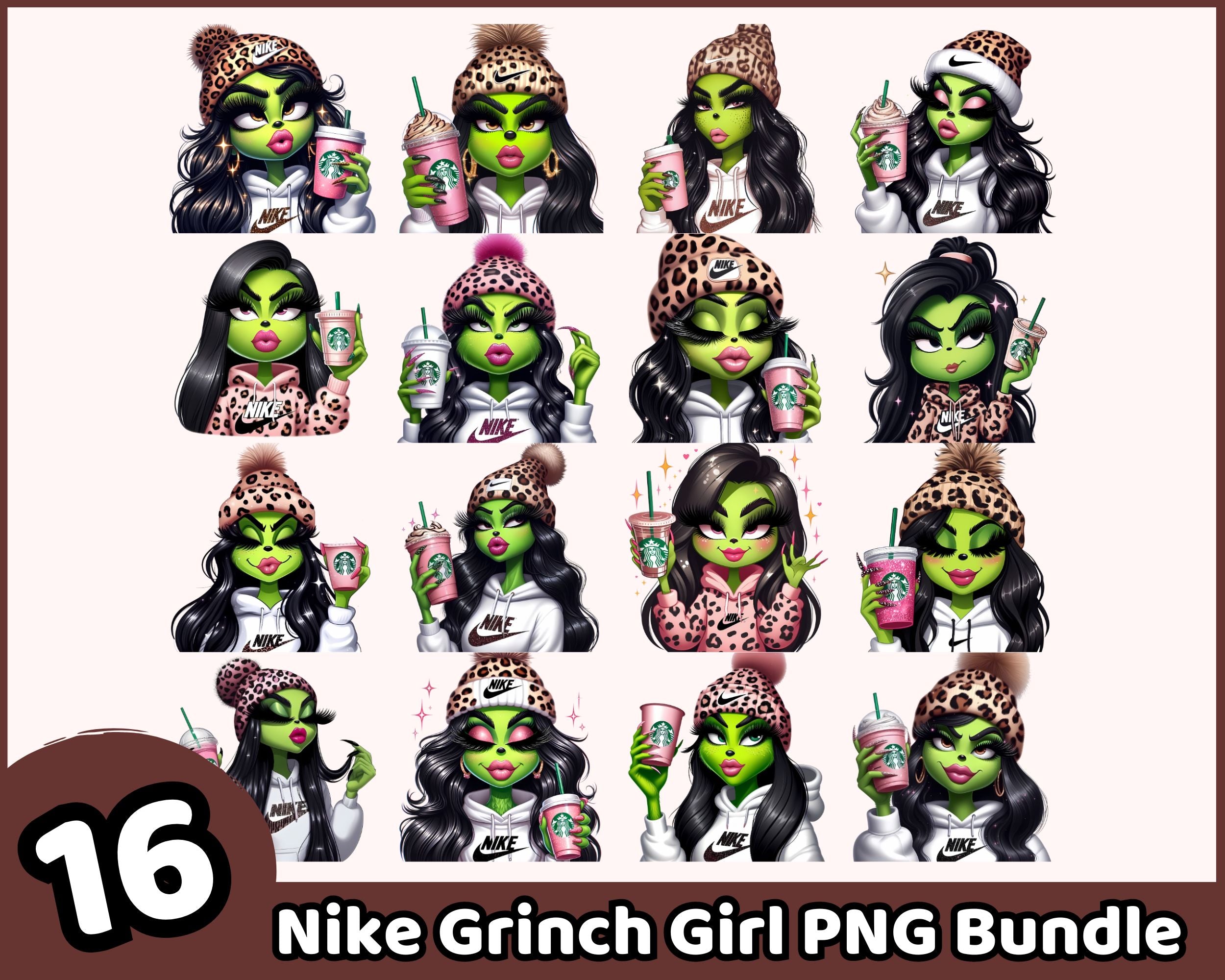 16+ Nike Grinch Girl PNG Bundle