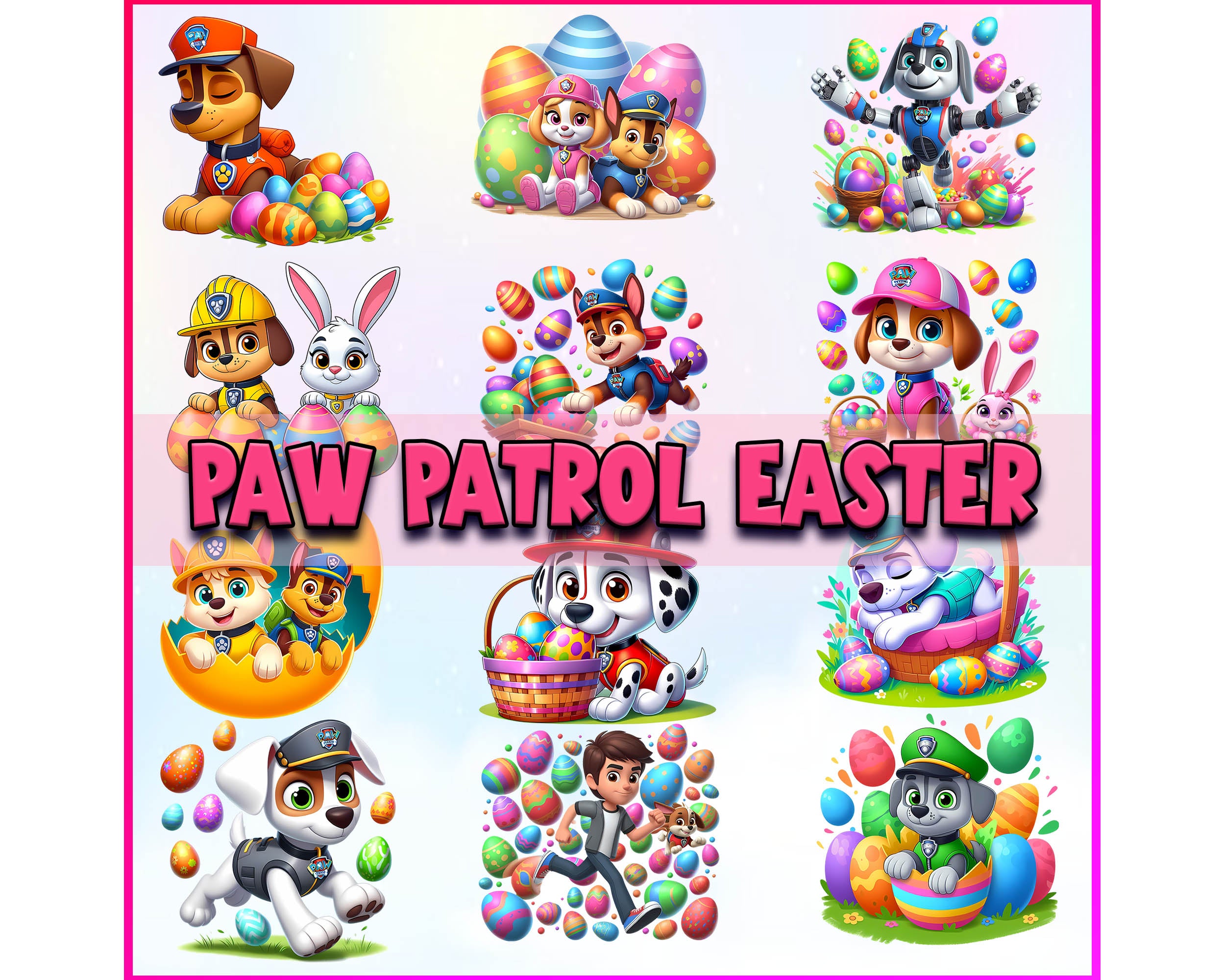 Easter Paw Design Png, Paw Patrol Easter PNG
