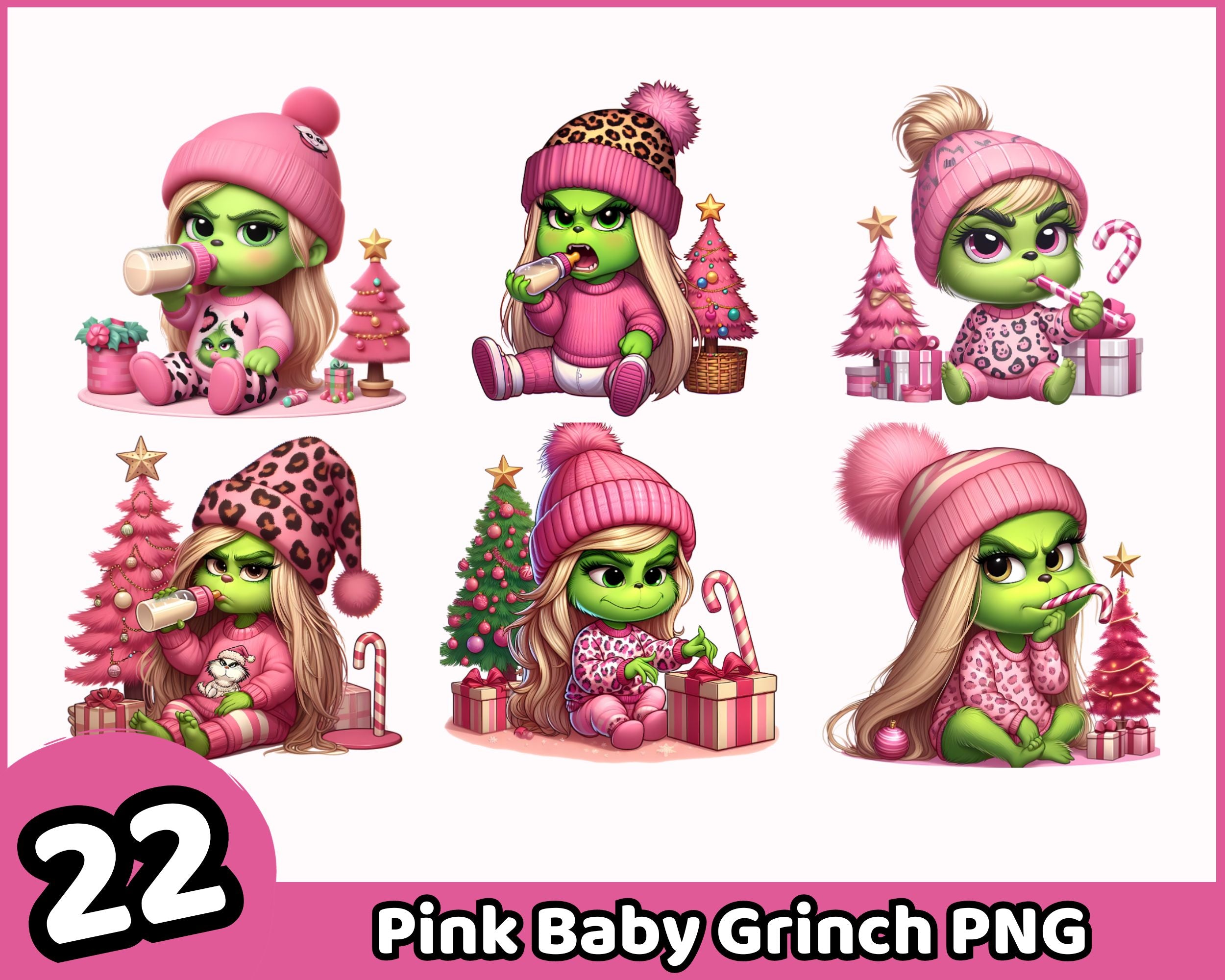 22+ Pink Baby grinch png bundle, Cute grinch png, Christmas png sublimation design