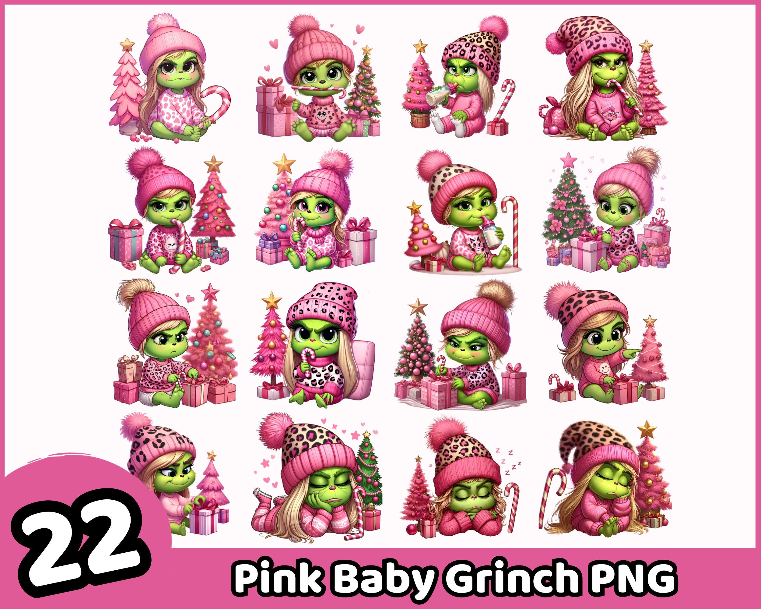22+ Pink Baby grinch png bundle, Cute grinch png, Christmas png sublimation design
