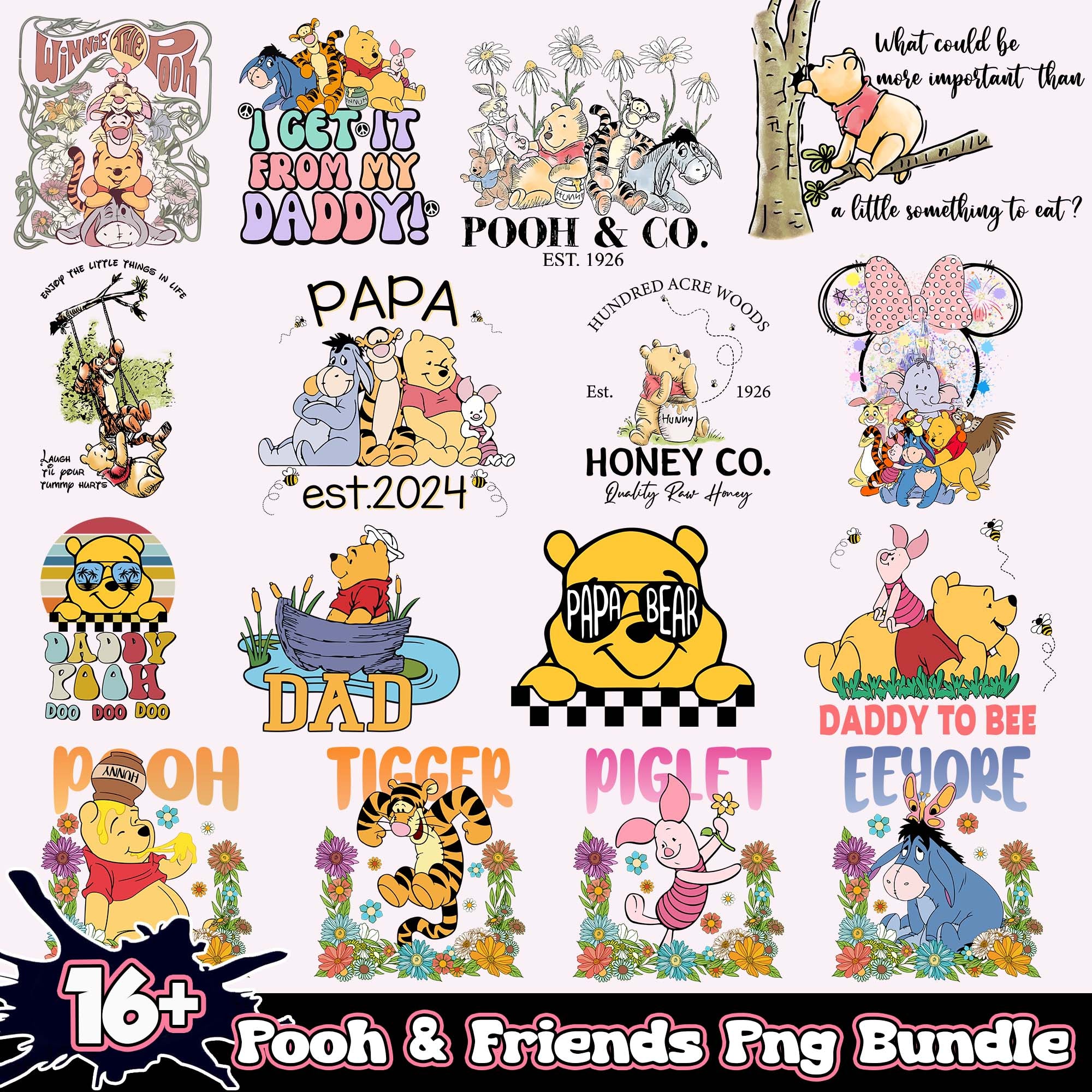 Pooh and Friends Png Bundle 16+