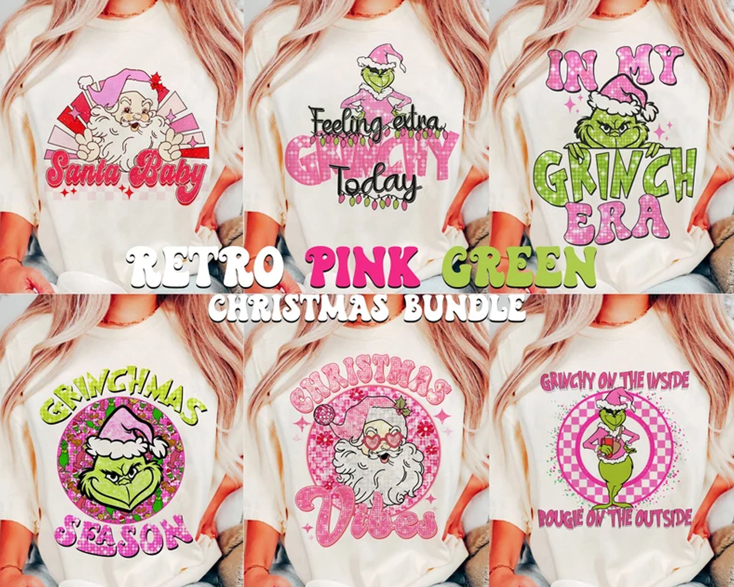 Retro Pink Christmas PNG Bundle, Pink Christmas png, Christmas png, Christmas shirt design, Christmas Sublimation Designs