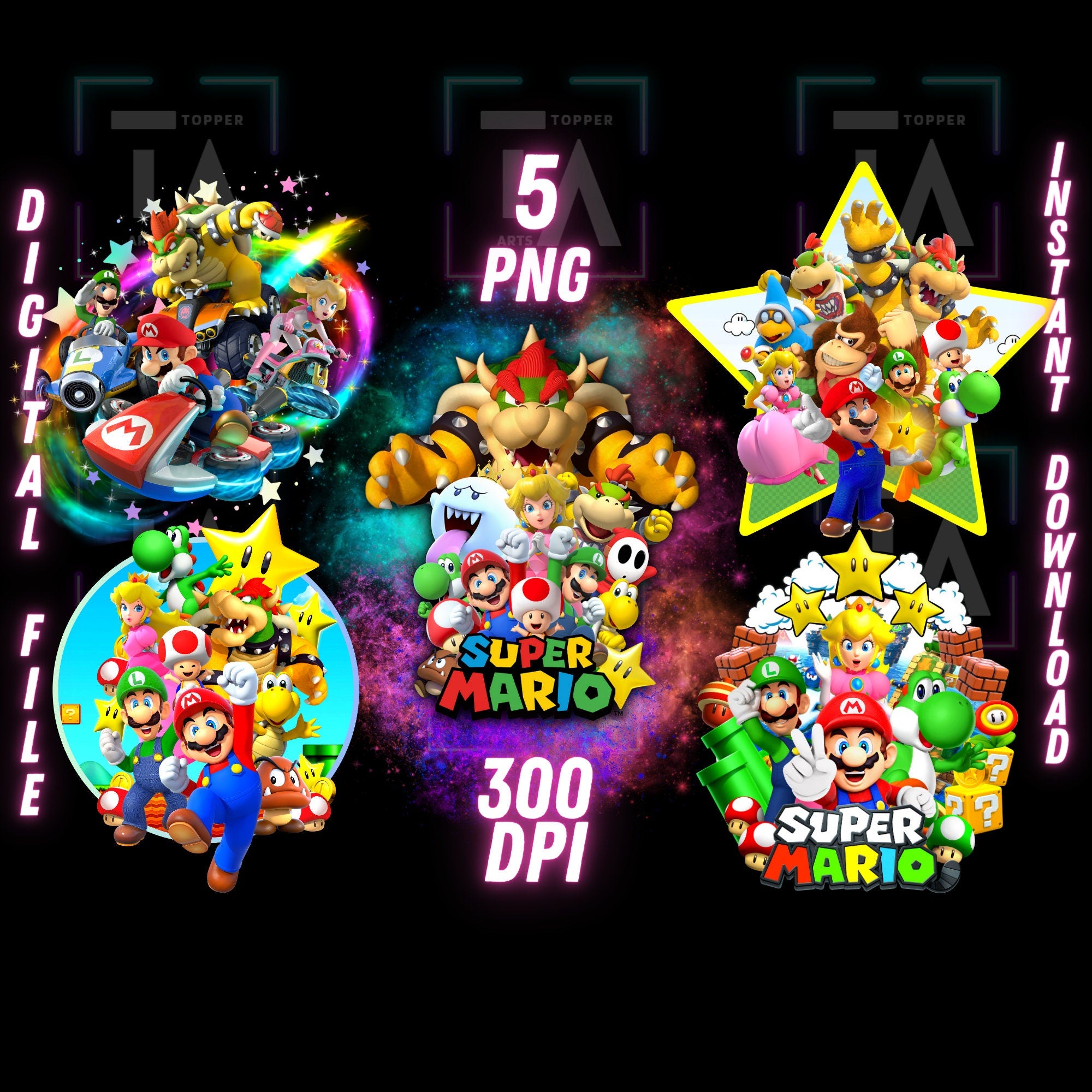 5+ Super Mario PNG Bundle Instant Download