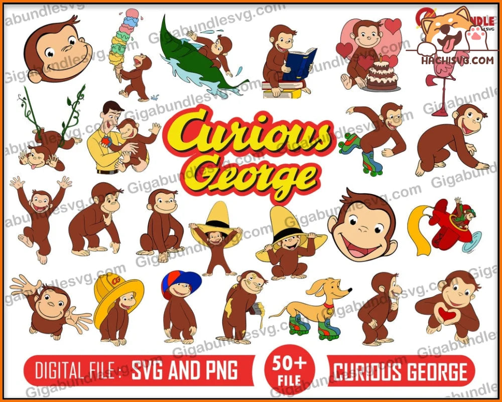 Curious George Svg,Curious George characters,Curious George png,Curious George images