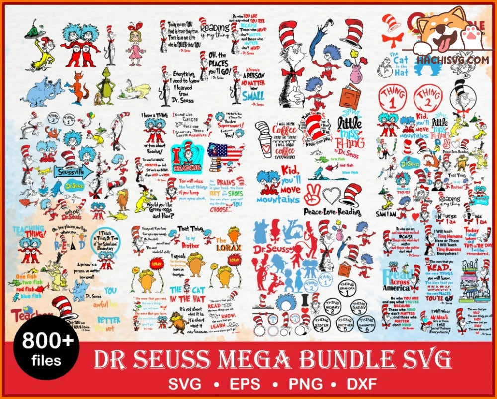 Dr Seuss 2022 svg, Dr Seuss Svg Bundle, Cat In The Hat SVG, Dr Seuss H ...
