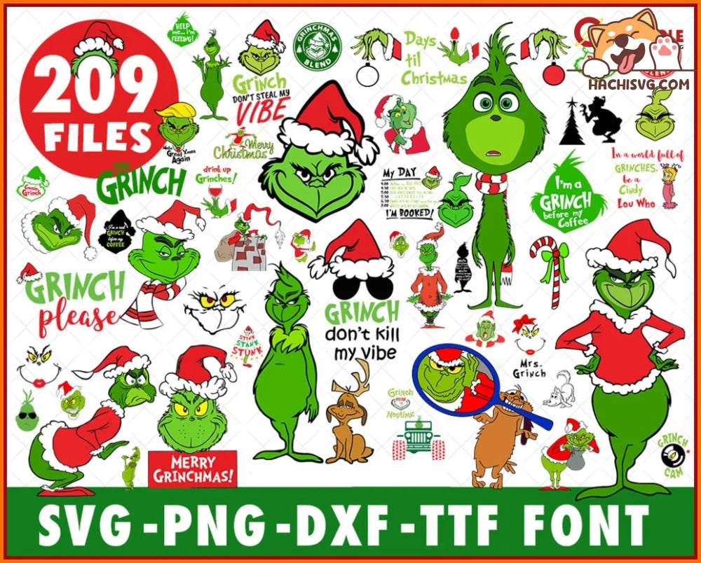 Grinch SVG Files Free for Cricut, Silhouette, Grinch Face SVG, Grinch Hand SVG, The Grinch SVG, Grinch Bundle SVG, Christmas Grinch SVG Files