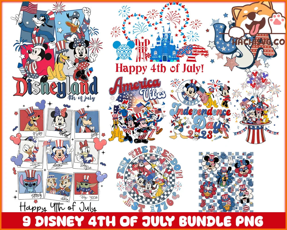 Mouse And Friends 4th Of July PNG Bundle, Patriotic Mouse And Friends Png, Happy 4th Of July, Red White And Blue Png, Fourth Of July Png
