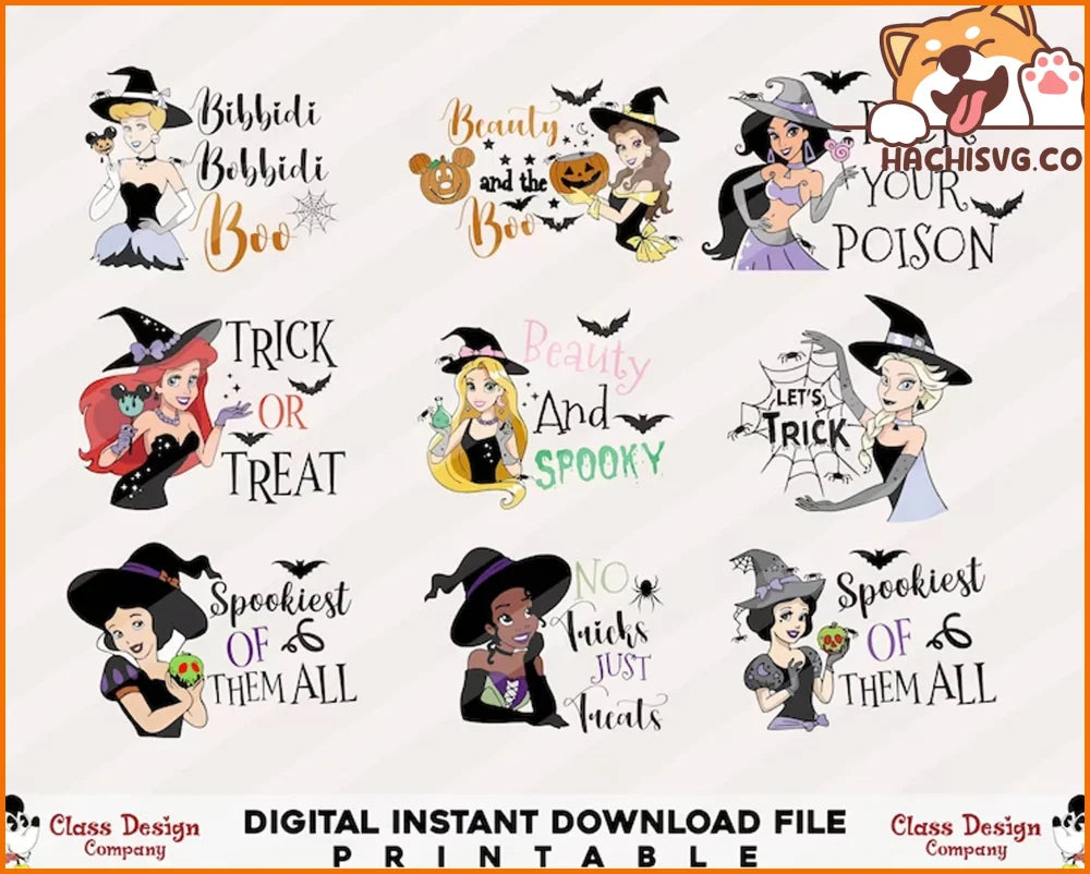 New Princess Disney Halloween bundle PNG-Instant Download