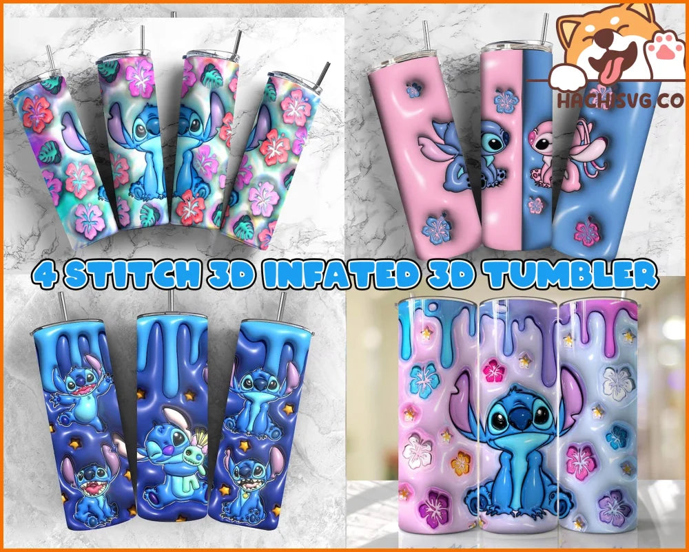 Inflated Stitch Tumbler Design Png 3D Stitch Tumbler Wraps 20oz Skinny ...