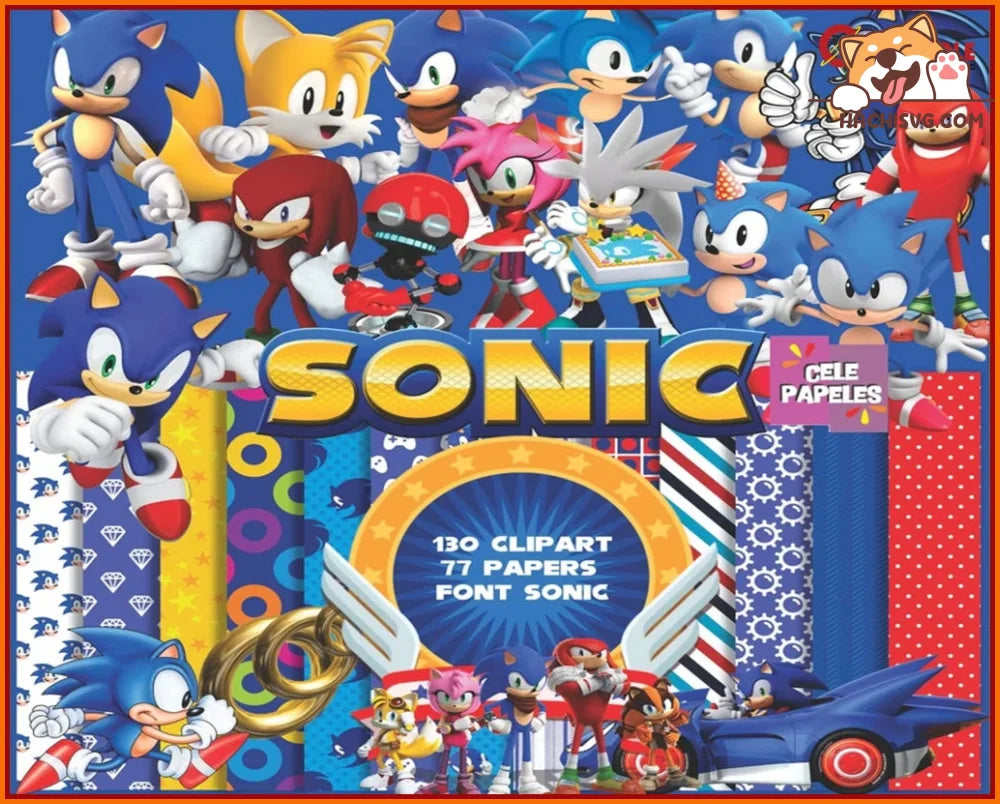 SUPER bundle Sonic Digital Kit Clipart images Sonic PNG Sonic Digital Papers