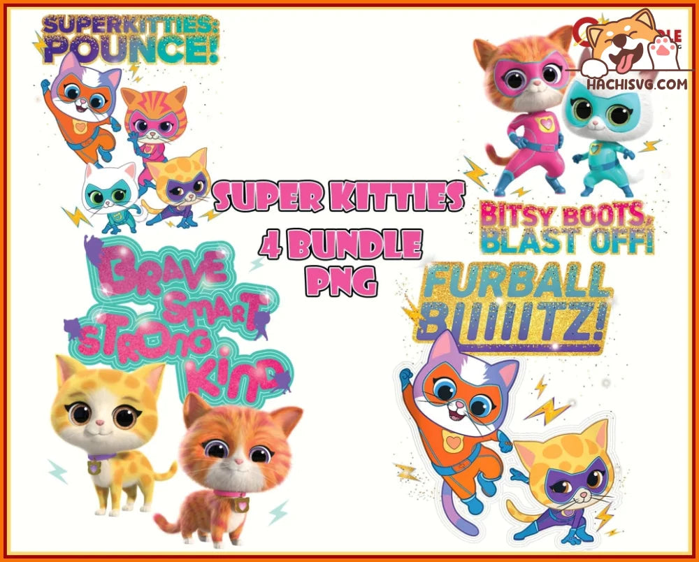 Super Cats Pounce Hero Kitties PNG - Digital Download