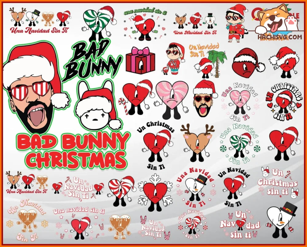Un Navidad Sin Ti SVG, Bad Bunny Christmas Bundle, Bad Bunny Svg Bundle, Baby Benito Svg, Bad Bunny Xmas, Svg Design, Digital Download