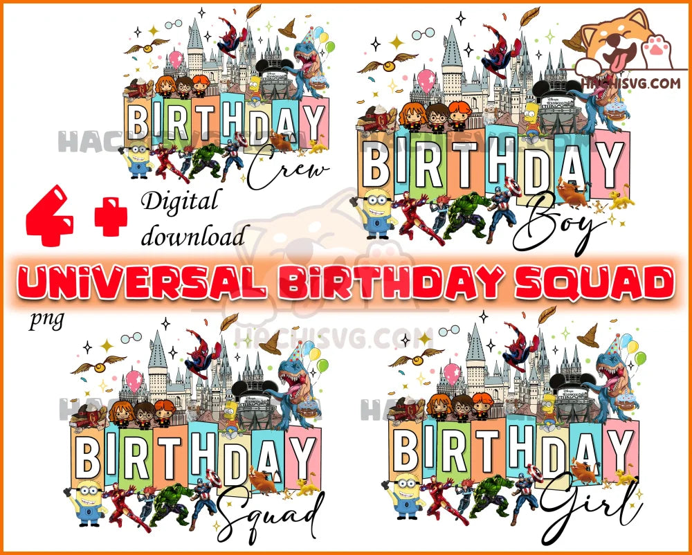 Universal Birthday Squad Bundle Png, Universal Birthday Squad, Univeral Studios Png, Universal Birthday Boy, Universal Trip, Family Trip