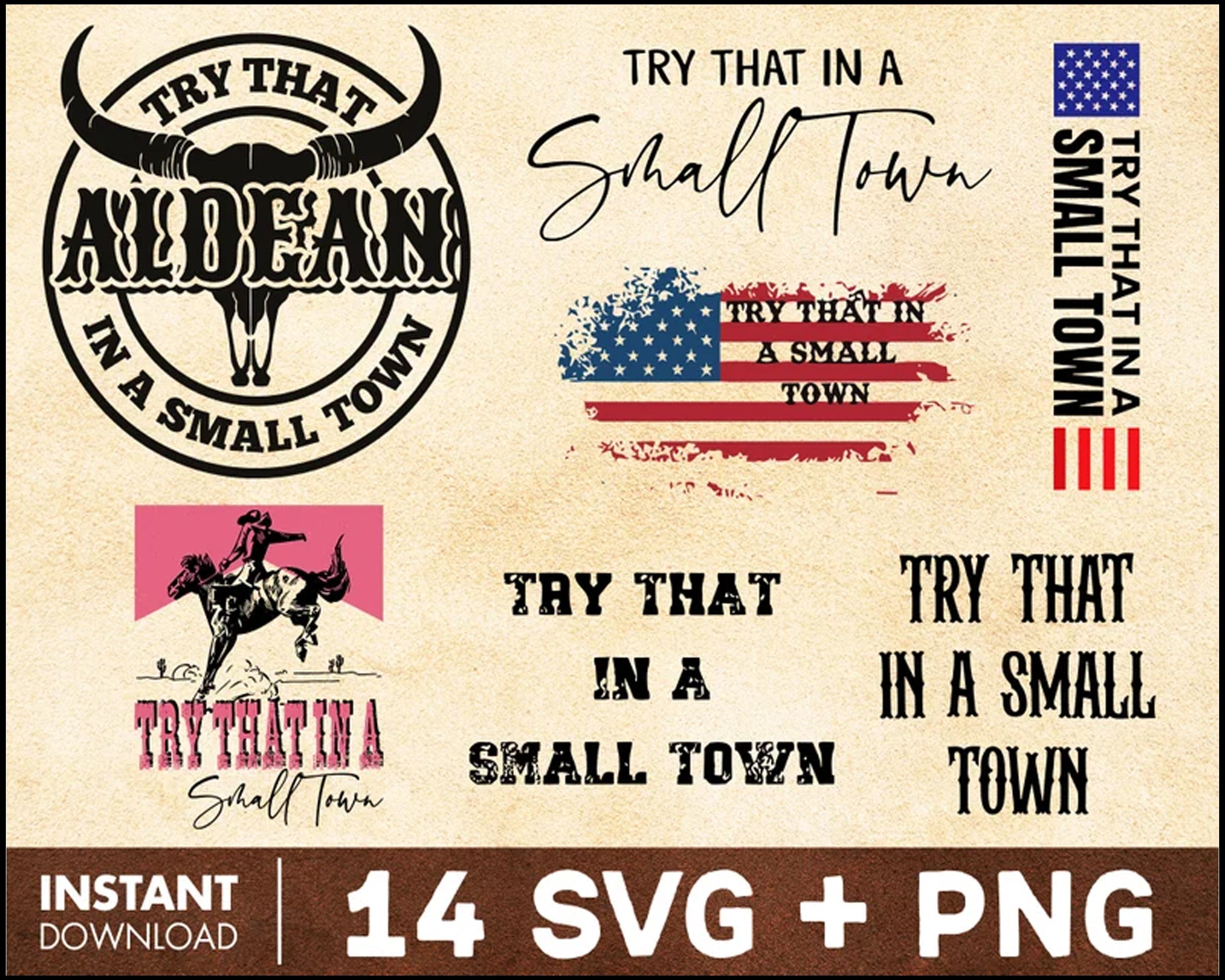 Try That In A Small Town Bundle SVG For Cricut, American Flag Svg, Jason Aldean SVG, Country Music SVG, Instant Download